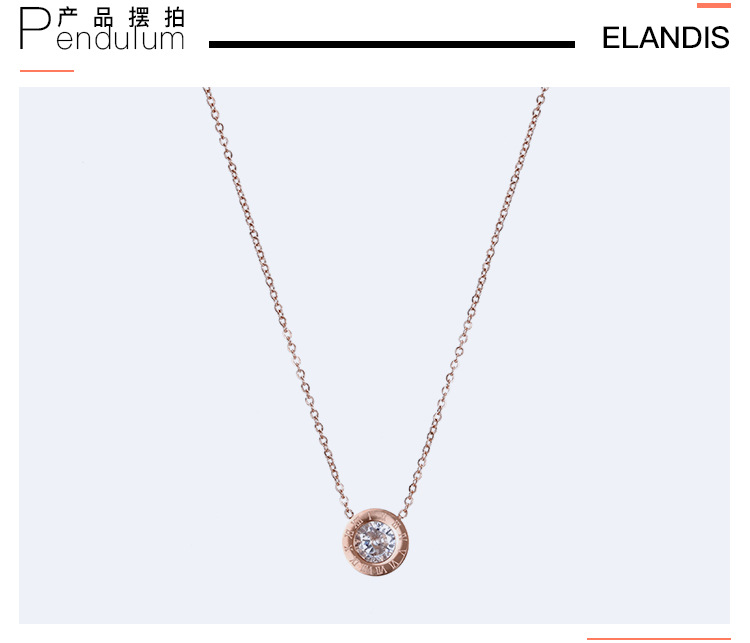 Classic Zircon Simple Stainless Steel Rose Gold Necklace Clavicle Chain Pendant For Women display picture 6