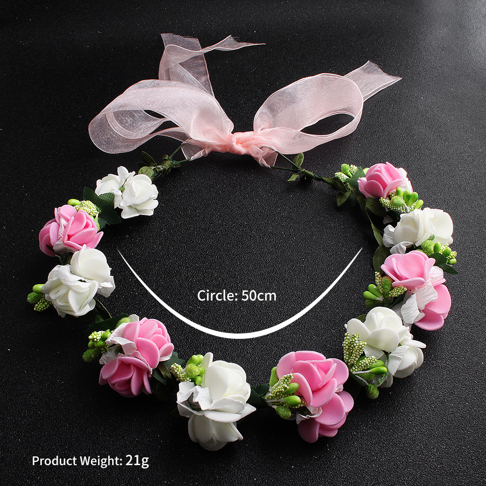 Hot-selling Bridal Headgear Children Beautiful Simulation Flower Wreath Wedding Bridesmaid Hair Accessories Wholesale display picture 6