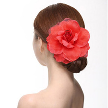 新款韩版头饰头花 新娘头花胸花 大玫瑰亮边舞蹈花 影楼拍照批发