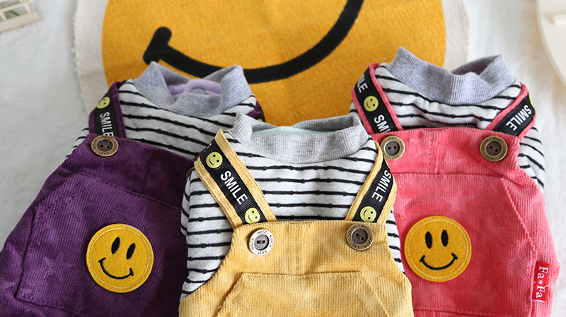 复古条纹背带四脚衣