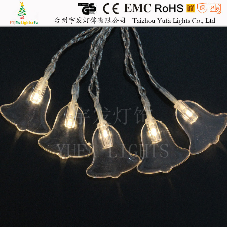 透明铃铛 暖白光灯串 室内室外 透明线 10LED 电池灯串 节日用品
