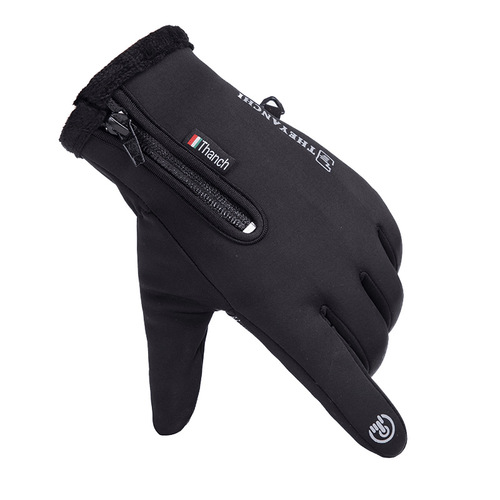 Outdoor Waterproof Gloves Winter Full Finger Zipper Touch Screen Unisex Windproof Warmth Riding Sports Fleece Mountaineering Skiing