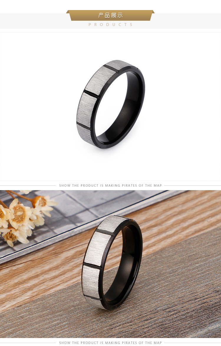 304 Stainless Steel Material New Jewelry Stainless Steel Black Sand Surface Ring Couple Ring Wholesale