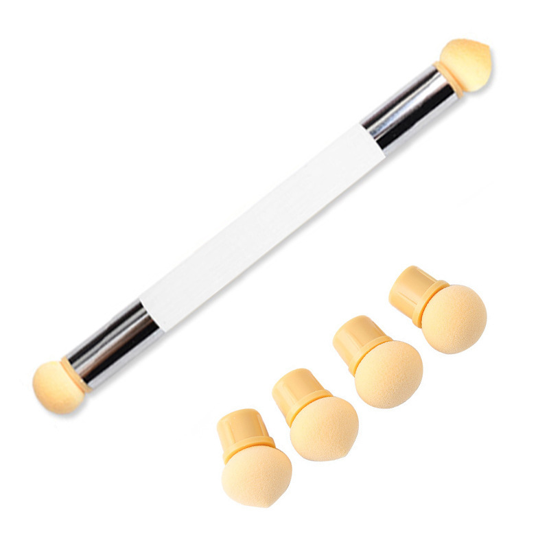 Transfronterizo transparente Barra de acrílico gradiente esponja smudging pen set para manicura se puede cambiar y lavar con cuatro cabezas puede ser reemplazado