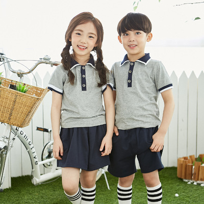 2018新款幼儿园园服小学生校服班服男女童短袖夏季套装校服|ru