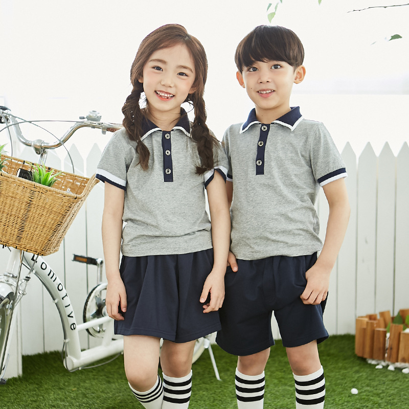 2018新款幼儿园园服小学生校服班服男女童短袖夏季套装校服|ru
