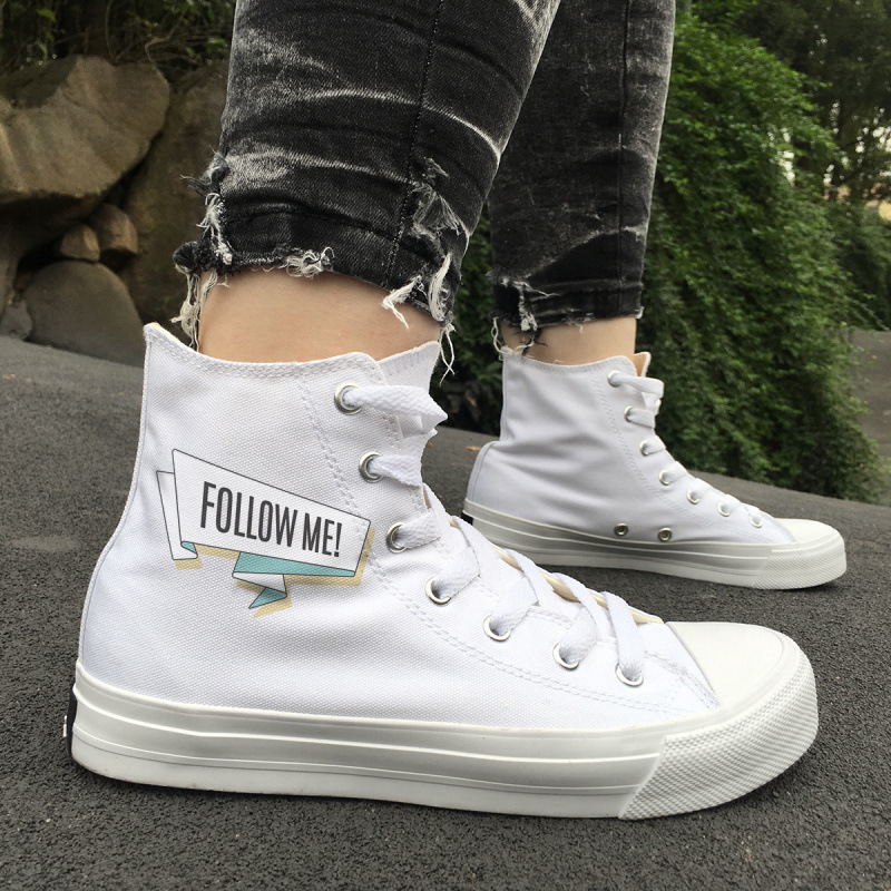 Wen 创意款女式板鞋英文标语LIKE IT设计男女时尚帆布鞋一件代发|ru