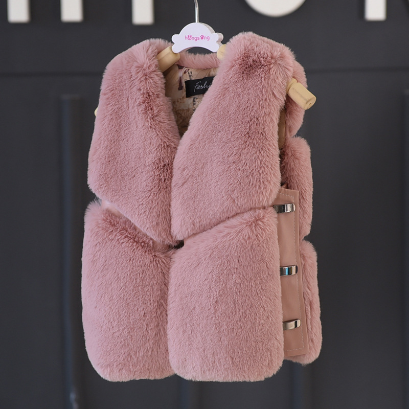 仿獭兔毛皮草马甲男童女童2018秋冬季新款坎肩宝宝背心毛毛外套