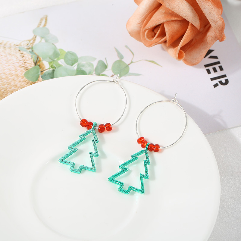 1 Pair Ethnic Style Christmas Tree Enamel Alloy Iron Drop Earrings display picture 3