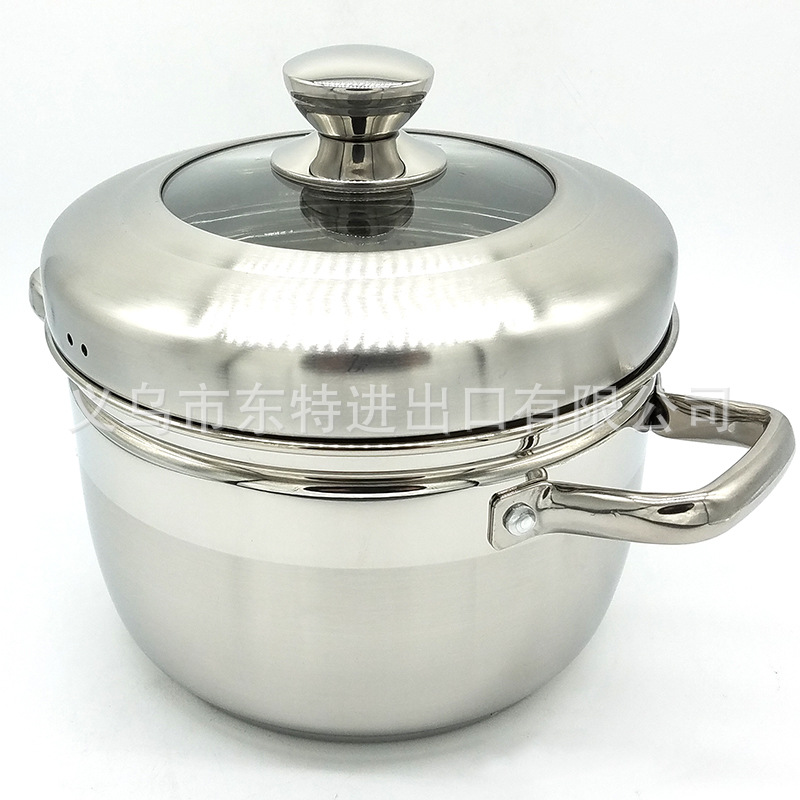 Factory direct sales of stainless steel steamers with thickened bottoms, soup POTS, Japanese double-layer induction cookers, universal steamers, gift steamers detail image 6
