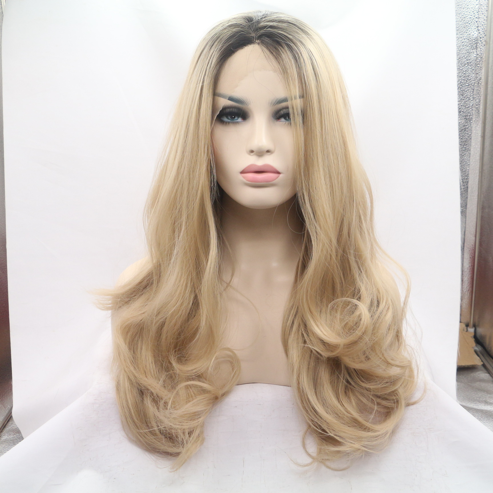 NEWLOOK PW1009 temperamento de moda peluca de cabello largo peluca de encaje enseñanza peluca