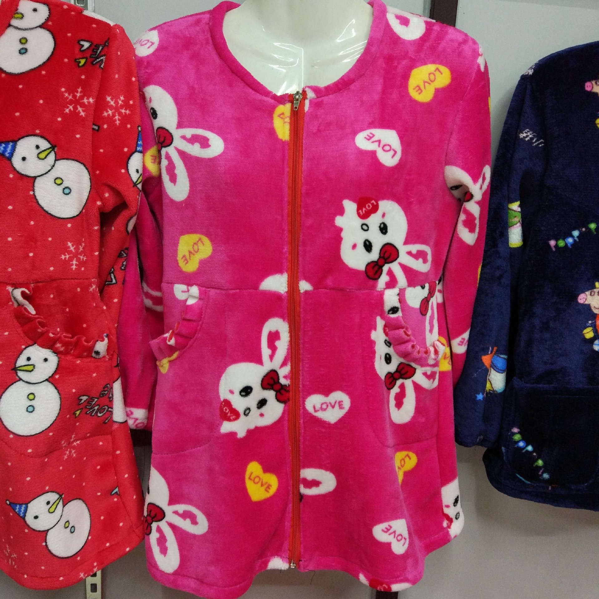 兒童外套加厚長袖韓版 法蘭絨罩衣寶寶帶拉鏈秋冬保暖 反穿衣