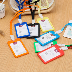 Plastic candy colored student ID card holder, neck-type work permit, bus access card, employee lanyard name tag