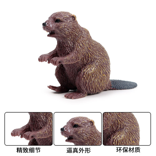 Solid simulation wild animal model toy beaver mini animal children's cognitive toy model ornaments