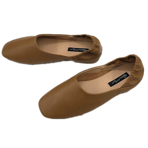 Grandma Shoes 2024 Spring and Autumn Flat Square Toe Loafers Two-Wear One-Piece Lazy Beanie Shoes Shallow Mouth Single Shoes for Women