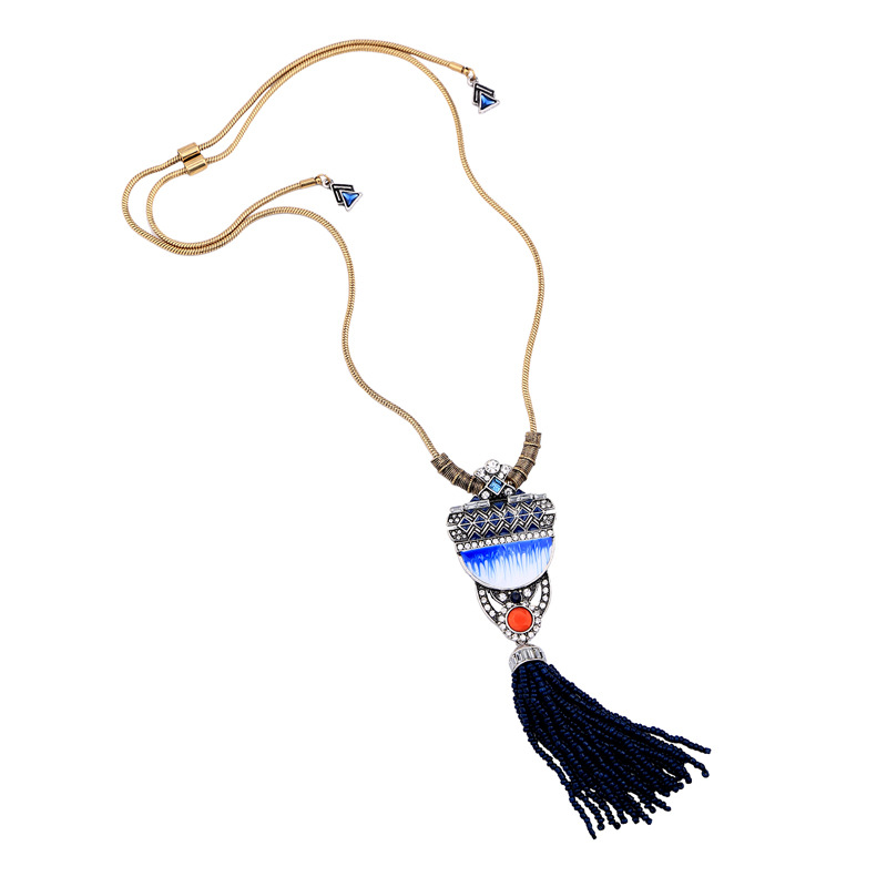National Fashion Ethnic Style Long Necklace Fashion Bohemian Hipster Matching Sweater Chain Elegant Graceful Necklace Wholesale display picture 5