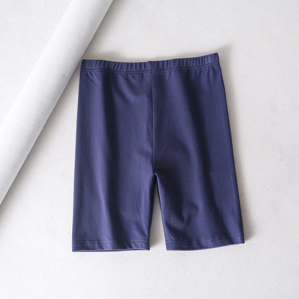 high waist solid color riding five-point pants   NSAC15014