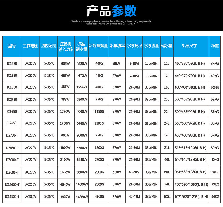 工业冷水机风冷式循环水冷却机组冰冻制冷设备激光包装机注塑模具 IC1850