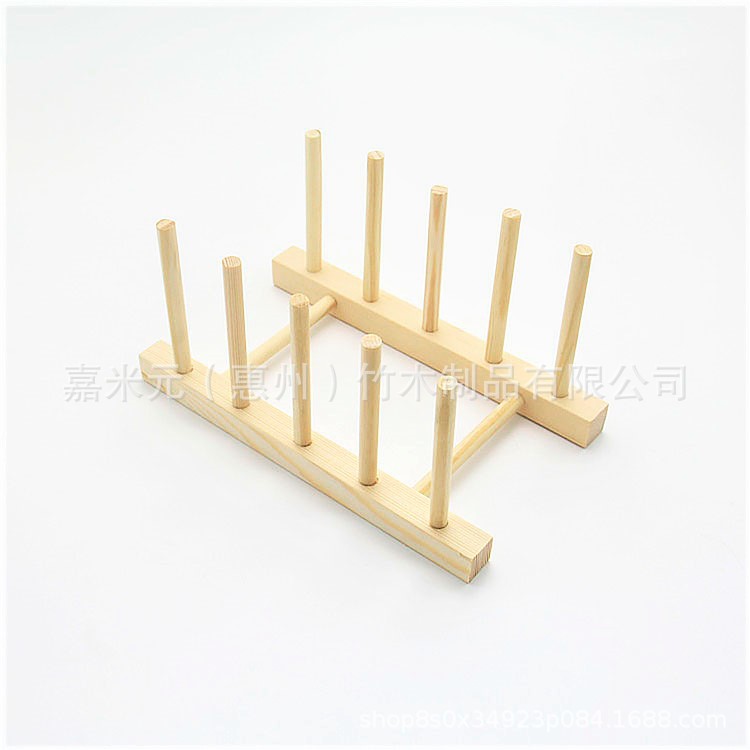 创意厨房木制碗碟沥水架 松木置物架 展示架 家居收纳架现货促销|ru