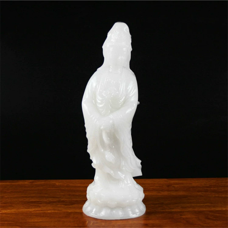 Afghan jade Guanyin ornaments White jade Twisted Guanyin South China Sea Guanyin Bodhisattva home ancestral hall jade ornaments