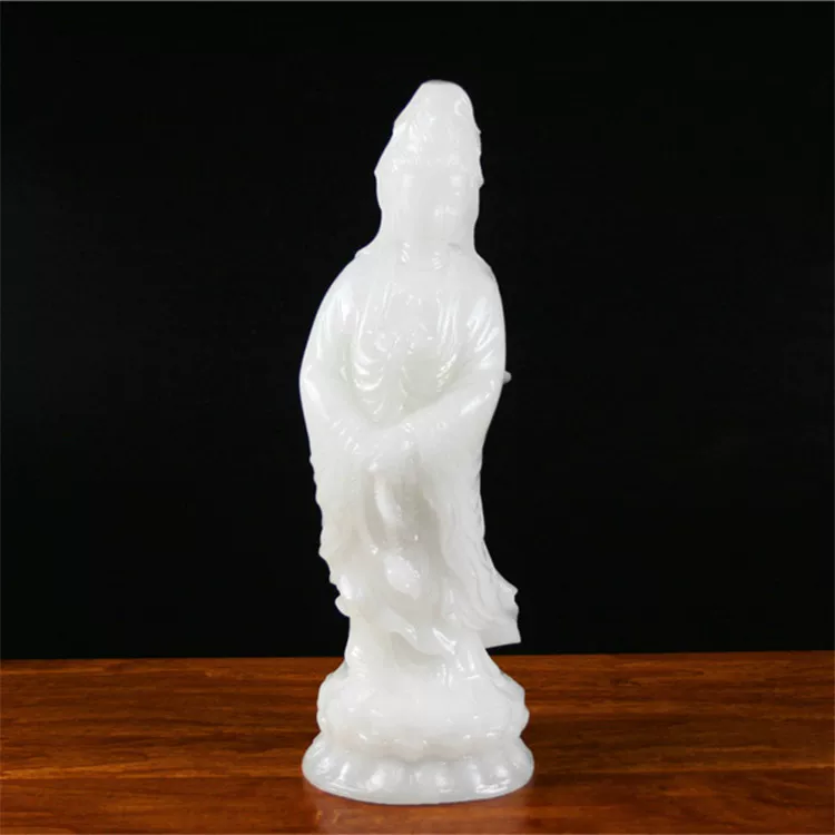 Afghan jade Guanyin ornaments White jade Twisted Guanyin South China Sea Guanyin Bodhisattva home ancestral hall jade ornaments
