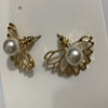 Metal earrings, flowered, plus size