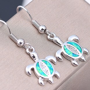 New fashion opal earrings personality charm turtle inlaid opal zircon earrings little girl earrings