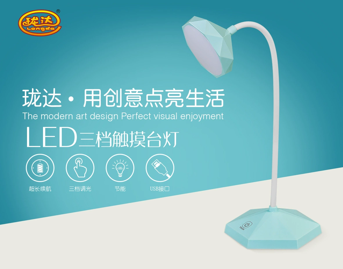 Шестигранная сенсорная индукционная энергосберегающая LED настольная лампа, индустриальная ночная подсветка, защита глаз