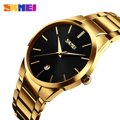 skmei時刻美熱銷男士腕錶防水時尚潮流鋼帶石英手錶男廠家批發