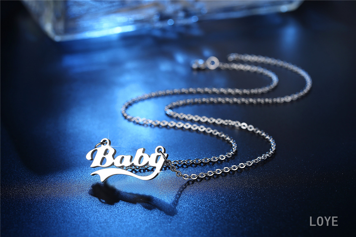 Fashion New Stainless Steel Letter Necklace display picture 3