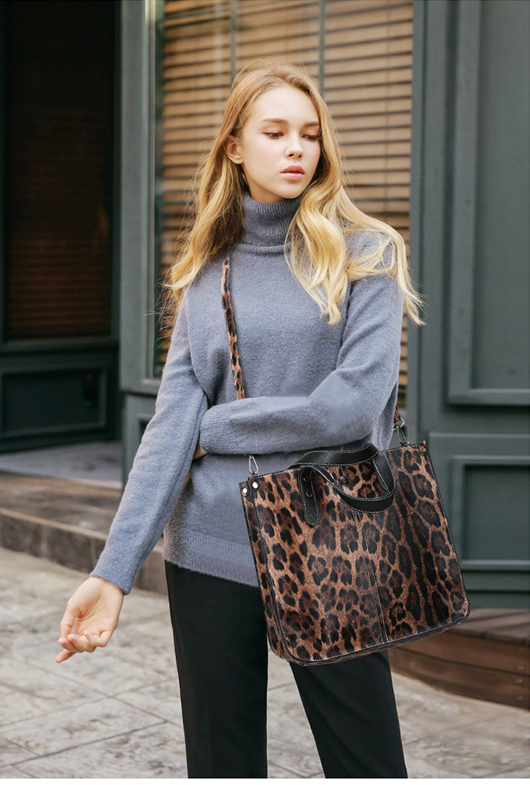 2018 New Women's Bag All-match Big Bag Mother And Child Bag Simple Large Capacity Handbag European And American Fashion Leopard Print Ol Women's Bag display picture 3