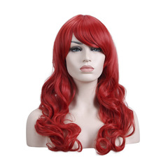 60cm Mermaid Cosplay Wig Cross-border Anime Wig Red Large Wave Long Curly Hair Wholesale