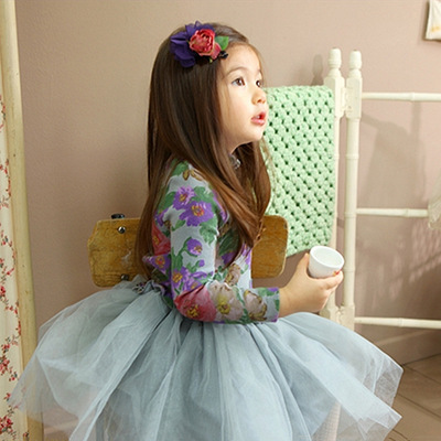 2018 spring clothes the republic of korea original edition high-grade Customized girl princess Yarn skirt Pendulum Lace printing