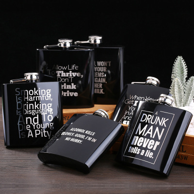 6OZ Ounce Black light AliExpress Wish Amazon eBay Source of goods Stainless steel Metal english flagon