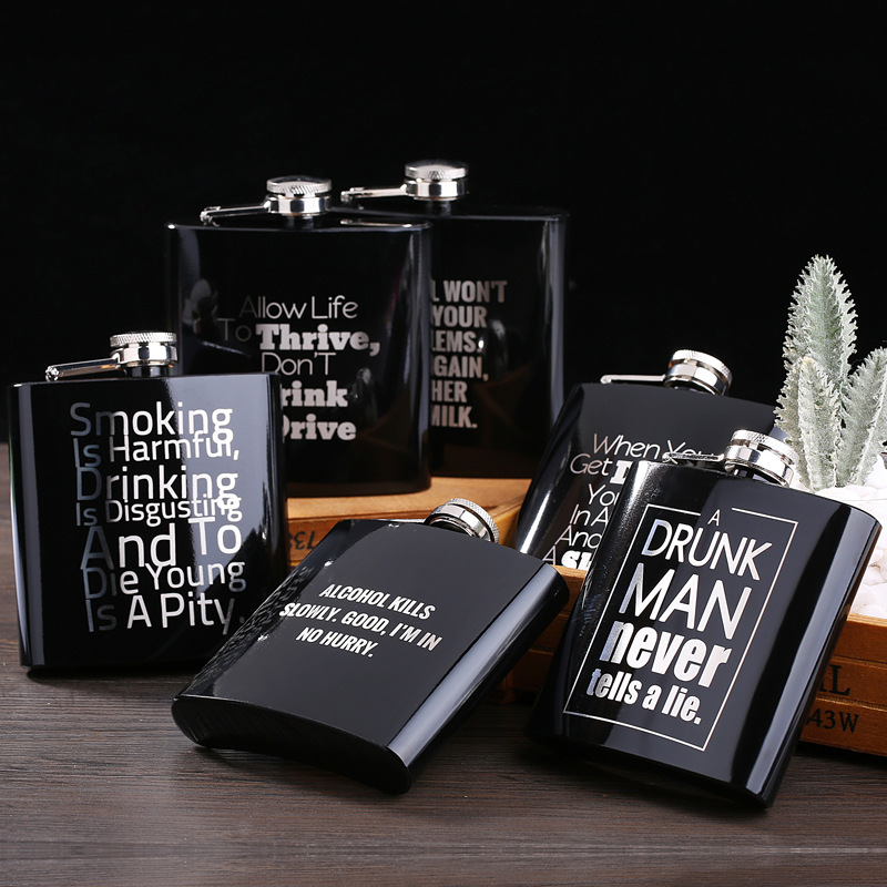 6OZ Ounce Black light AliExpress Wish Amazon eBay Source of goods Stainless steel Metal english flagon