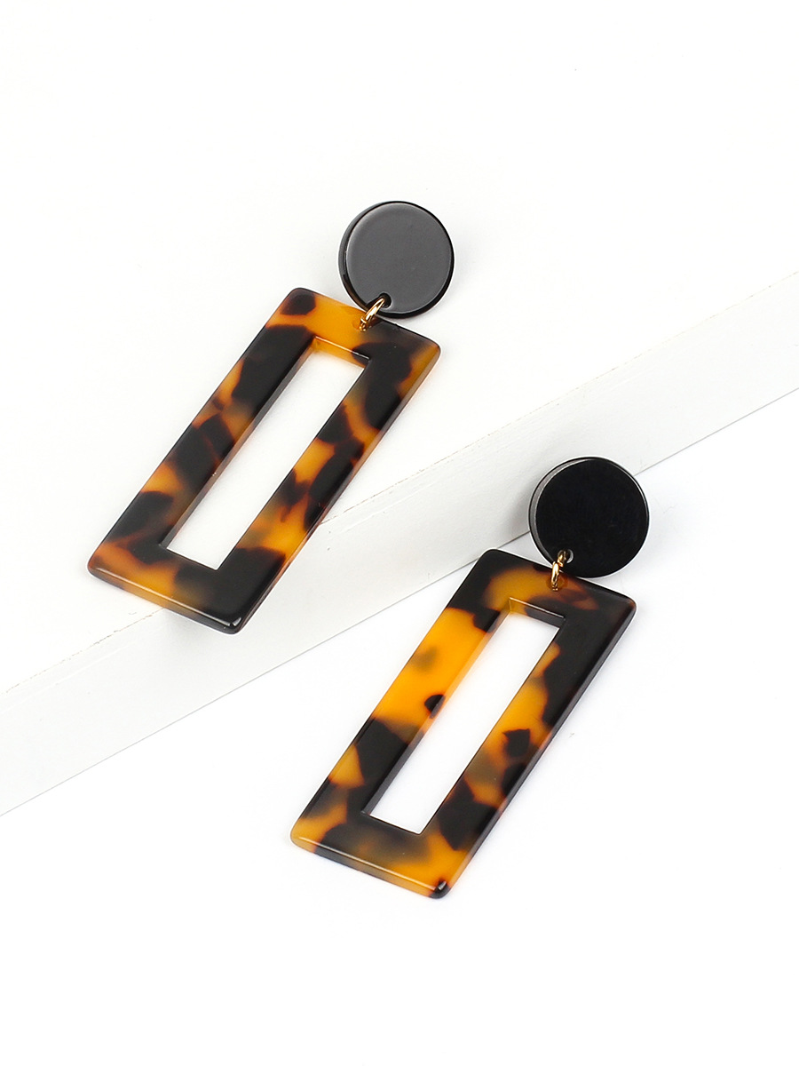 Korean Sexy Acrylic Leopard Print Amber Rectangular Hollow Pendant Earrings display picture 10