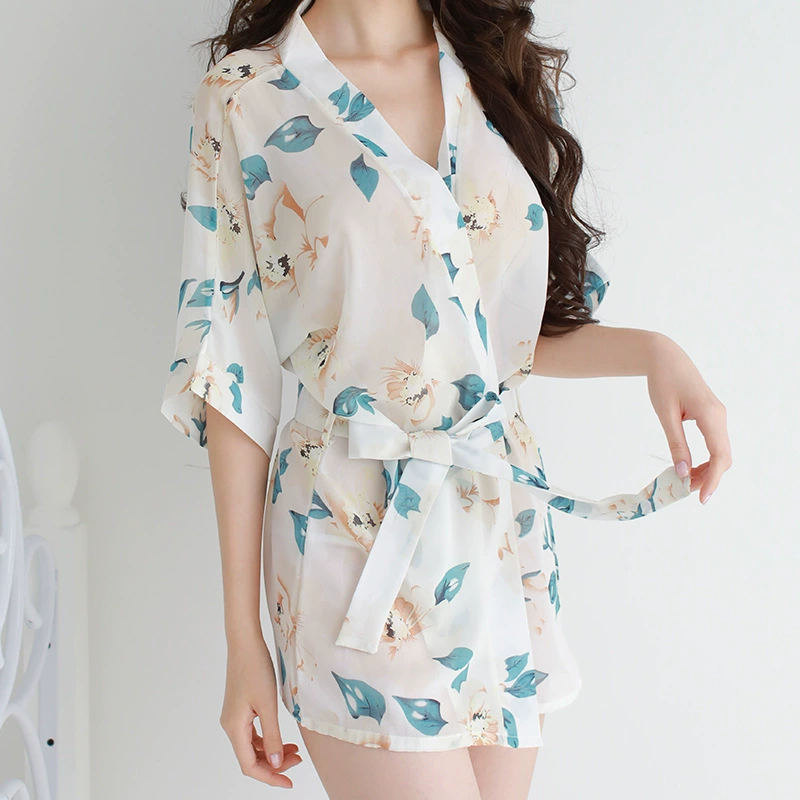 Sexy underwear, transparent bathrobe, set