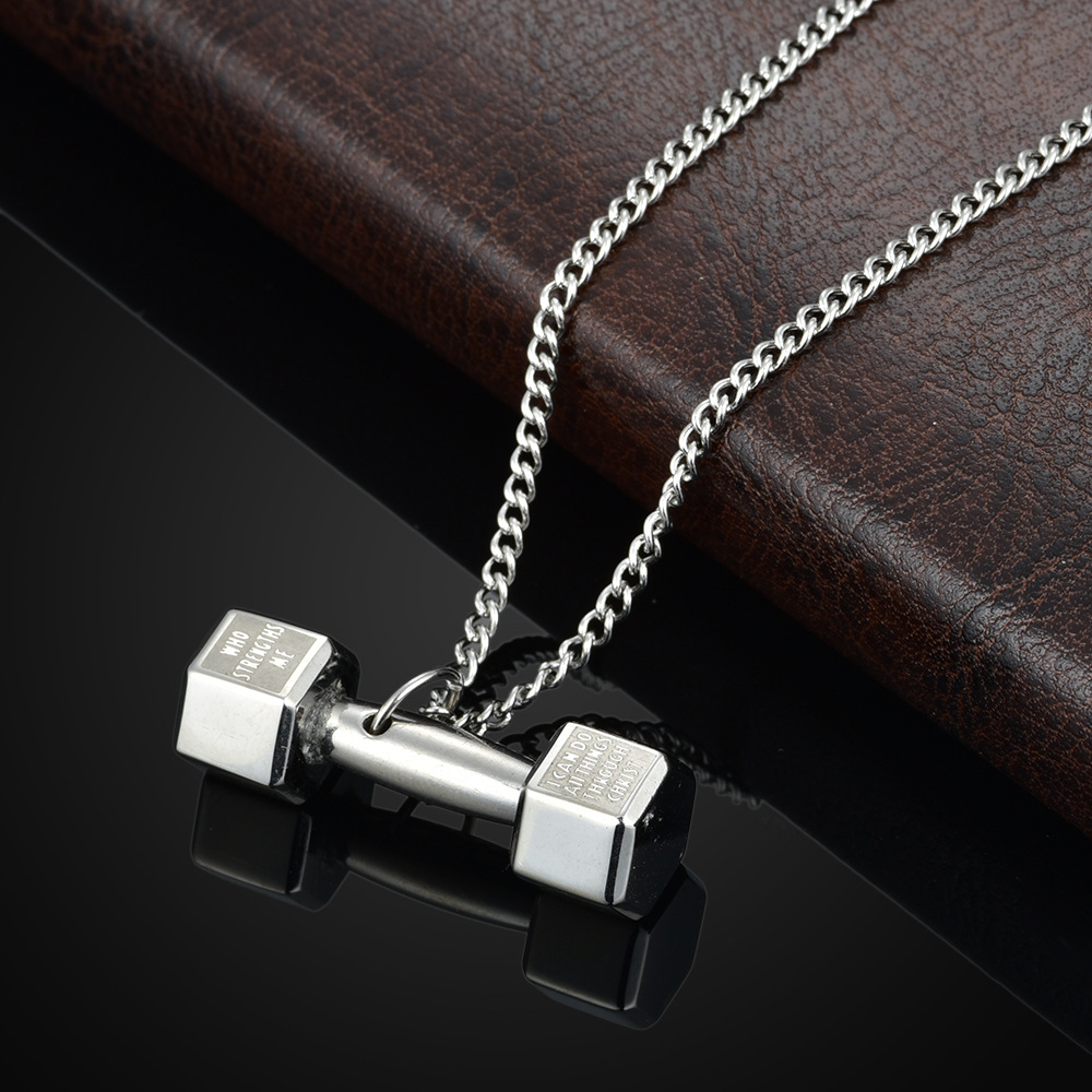 Stainless steel dumbbell pendant Korean...