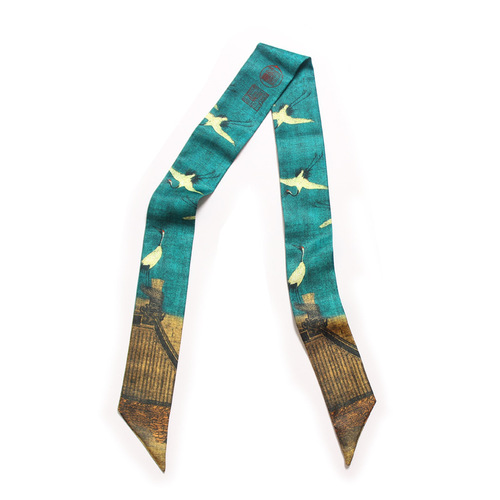 Chinese style Ruihe picture wrapped around the bag handle silk scarf twill small ribbon decorative scarf bag strap ladies scarf