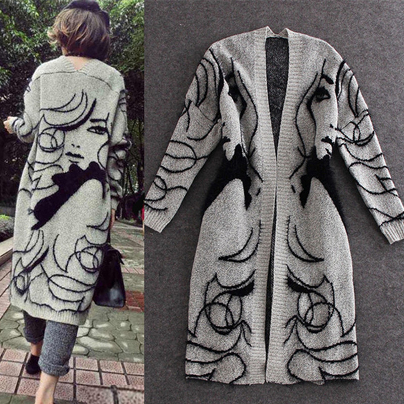 2022 Spring and Autumn new European and American women's cardigan long sweater loose all-match sweater women's coat outer windbreaker