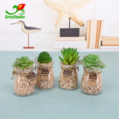 simulation Succulent plants True and false Potted plant Enamel basin Succulent bonsai zakka Creative home Small decorations