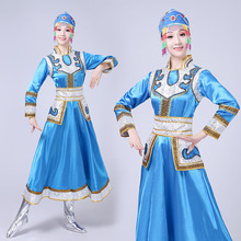 蒙古族演出服女裝內蒙古舞蹈服裝蒙古袍成人少數民族表演服裙