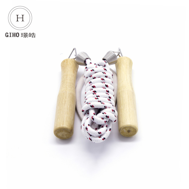 中小学生健身娱乐运动跳绳金属转轴木柄跳绳跨境太仓绳厂家批发