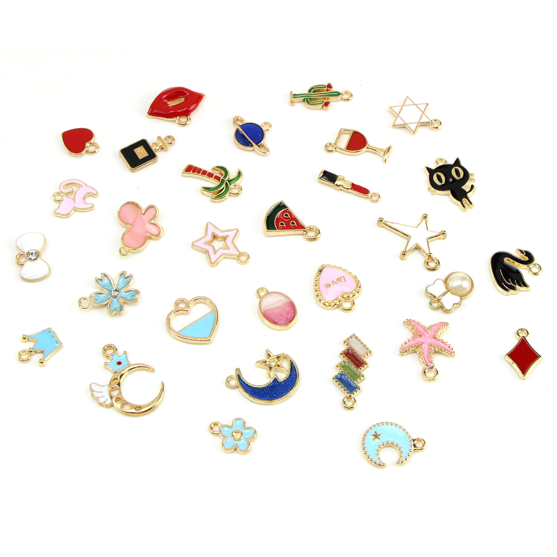 DIY Jewelry Accessories, Bracelets, Necklace Classification a Pack of 30 Quantity A Pack Of 30 Alloy Color Block Tree Coconut Pendant DIY Jewelry Accessories Bracelets Necklace