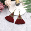 Fashionable long ethnic earrings, pendant with tassels, accessory, ethnic style, wholesale