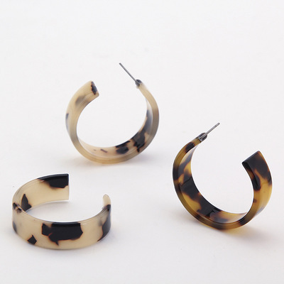 创意韩版亚克力耳钉女 流行元素豹纹耳钉韩版百搭耳饰厂家直销