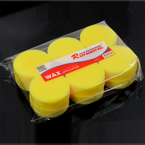 High-density car washing sponge, edge-free waxing sponge, round car washing and waxing sponge, 12 pieces per pack