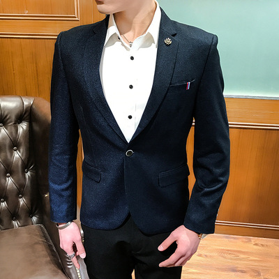 leisure time Suit man Wedding dress Plaid coat Suit Trend formal wear Self-cultivation On behalf of