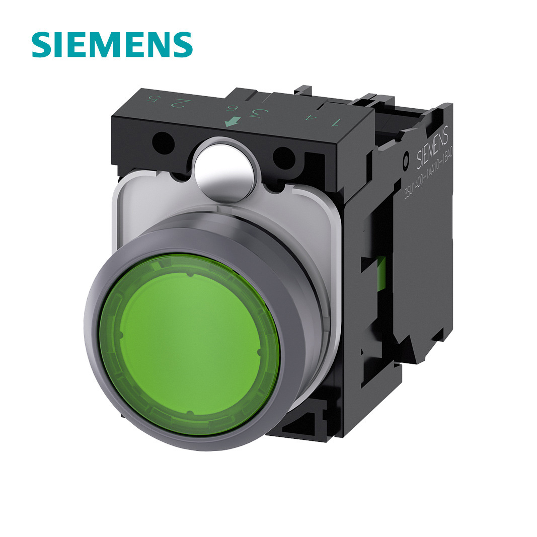 3SU1系列φ22带灯平头金属亚光按钮绿色