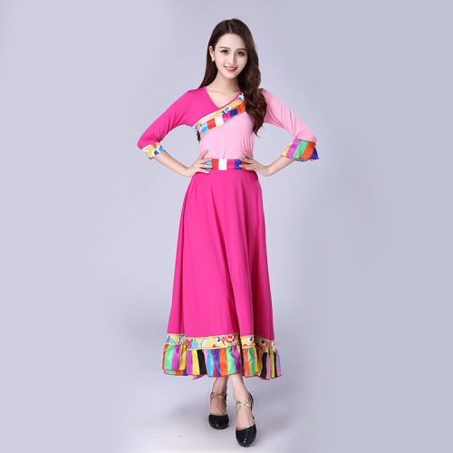 Square dance clothing new set 2018 milk silk material Tibetan dance performance clothing adult one-piece drop shipping